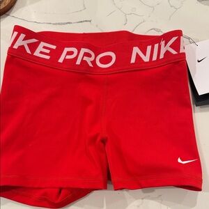 Nike Red Pro Training Shorts with White Swoosh